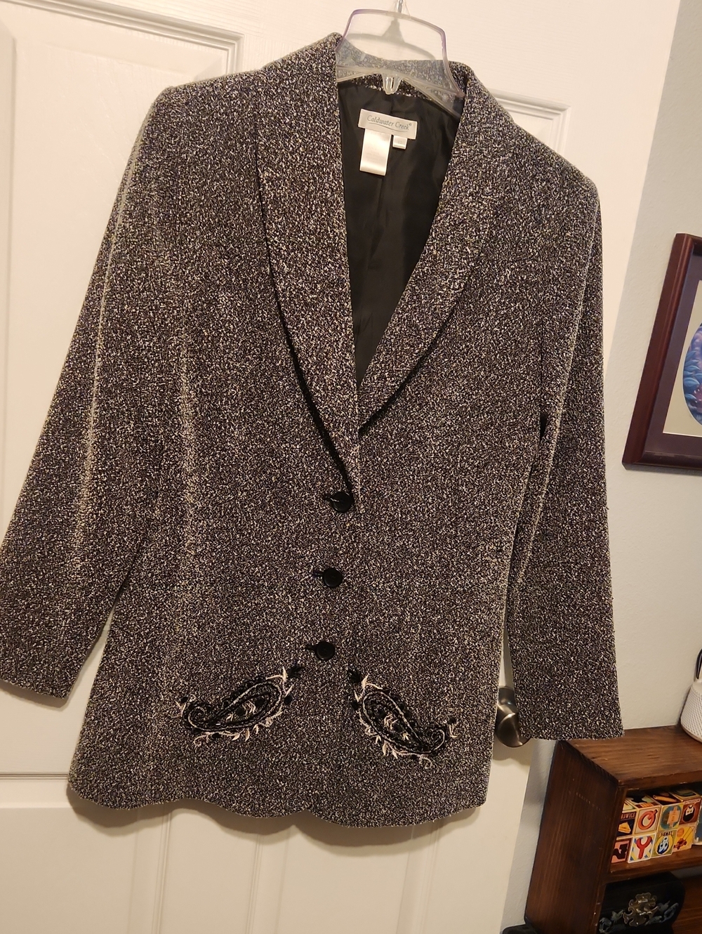 Coldwater Creek  Black & White Textured Blazer Jacket